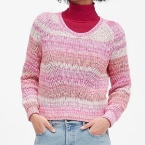 Banana Republic Spacedye Cropped Sweater in Pink XL